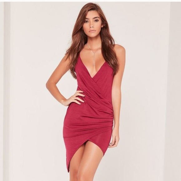 Missguided Dresses & Skirts - Miss guided wrap dress (raspberry) NWT